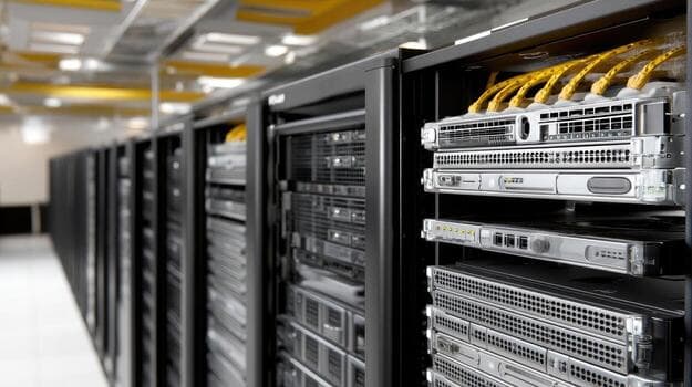 Modern data center with server racks